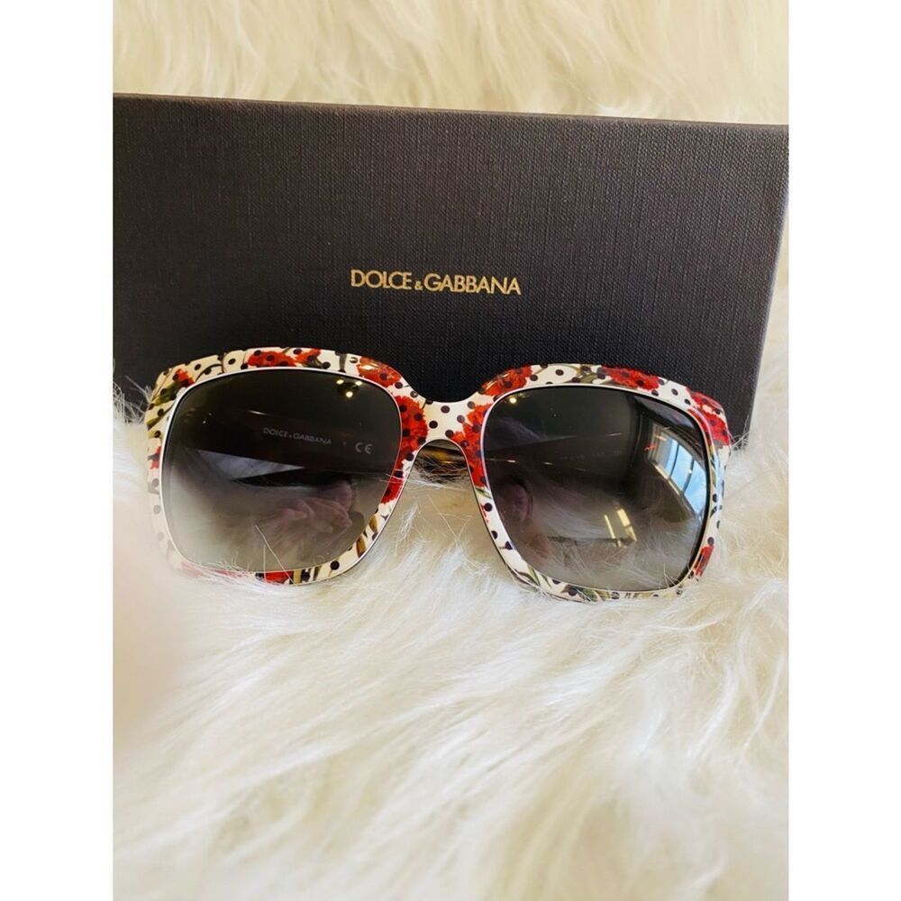 Dolce & Gabbana Carnation White Havana-Grey Gradient Sunglasses. Authentic